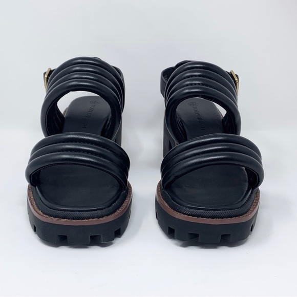 NEW Tory Burch Lug Sole Heeled Sandals (Sz 9) Quilted Leather Slingback Black - Picture 4 of 13